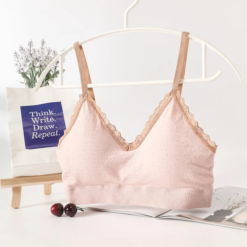 Top Tubo Encaje Decorativo | Sin Costuras | Almohadillas Extraíbles | Ticotrendy