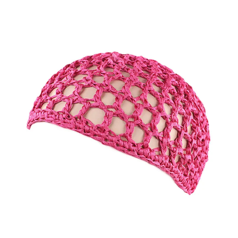 Nueva redecilla de punto suave para el cabello, gorro de redecilla de punto de rayón, gorro para el cuidado del cabello, cubierta nocturna para dormir de ganchillo, turbantes, accesorios de herramientas de estilismo