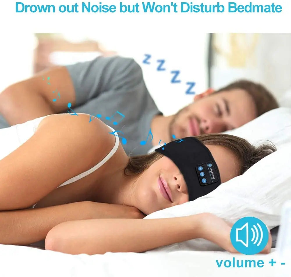 Auriculares Bluetooth para dormir, diadema deportiva, finos, suaves, elásticos, cómodos, inalámbricos, para música, máscara para ojos para dormir lateral