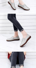 Mocasines Oxford de Cuero Azul | Costura Detallada | Zapatos Planos | Para Todas las Estaciones