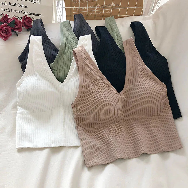Top Sin Mangas Escote V | Acolchado Sin Costuras | Lencería Ajustable | Ticotrendy