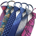 Corbata Preatada Unisex | Cremallera | Rayas y Floral | Cachemira