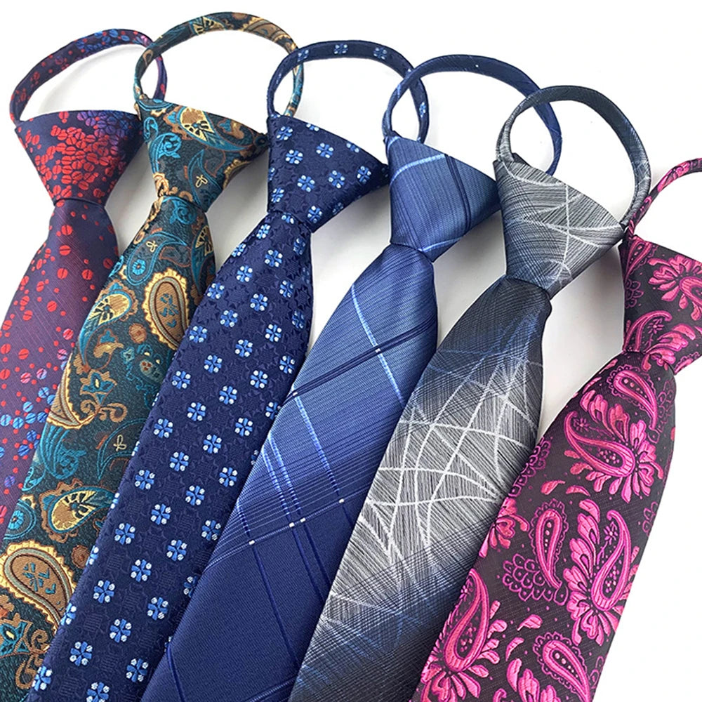 Corbata Preatada Unisex | Cremallera | Rayas y Floral | Cachemira