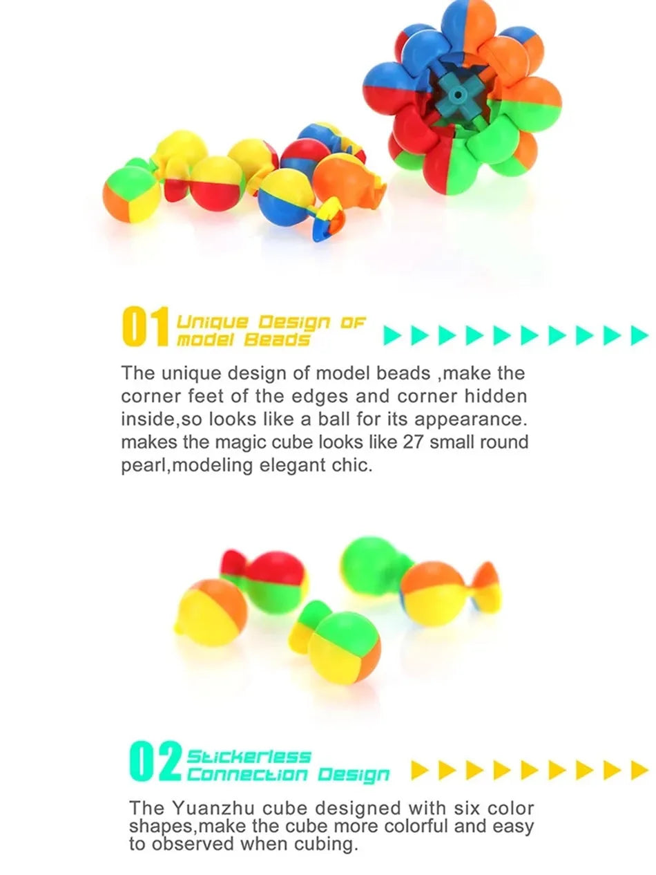YuanZhu-Cubo mágico educativo para niños, juguete de rompecabezas, Cubo mágico ABS, YJ Little Ball 3x3, 3x3