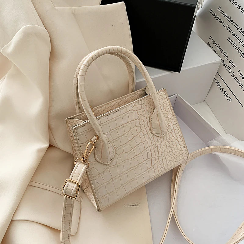Mini Bolso Cuadrado con Patrón de Cocodrilo para Mujer
