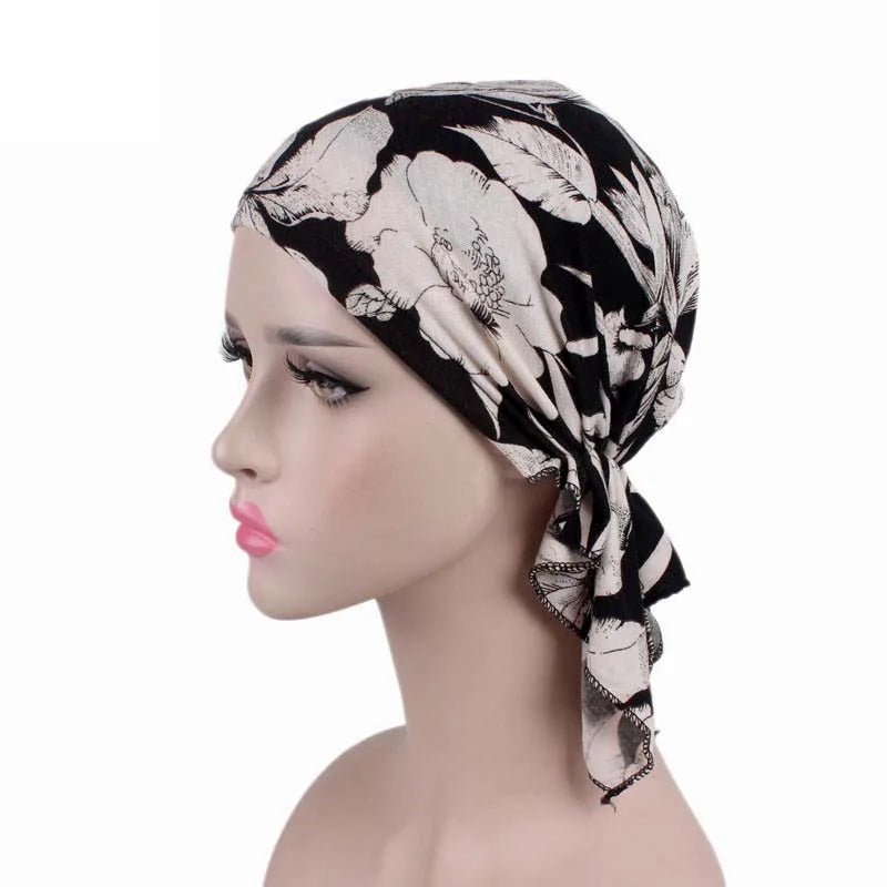 Nueva bufanda musulmana de bambú preatada, gorro de quimio para mujer, turbante para mujer, sombrero, pañuelo para la cabeza, pañuelos para el cáncer, accesorios para el cabello