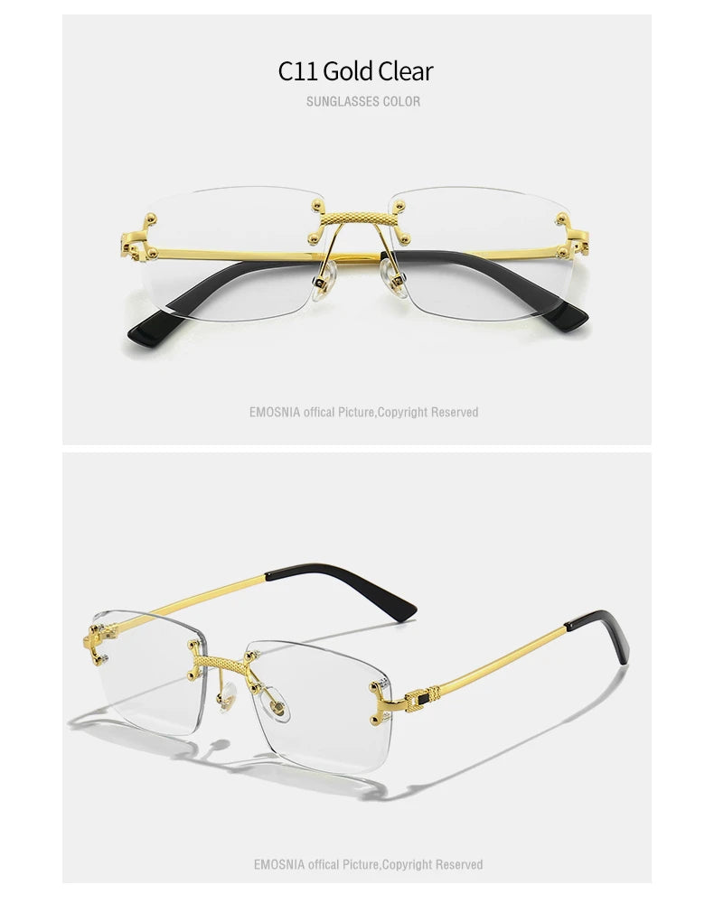 Gafas de Sol CATERSIDE | Cobre y Lentes Degradados Azules | Cuadradas Sin Montura | Lujo Unisex