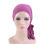 Nueva bufanda musulmana de bambú preatada, gorro de quimio para mujer, turbante para mujer, sombrero, pañuelo para la cabeza, pañuelos para el cáncer, accesorios para el cabello