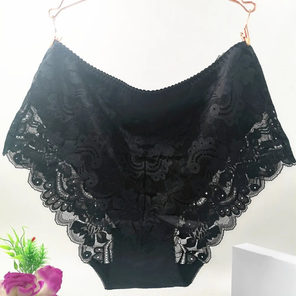 Bragas de Algodón con Encaje | Talla Grande 7XL
