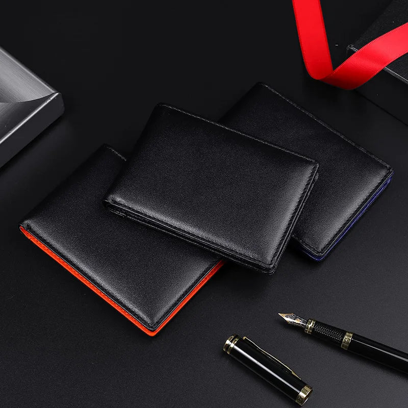 GENODERN RFID bloqueando hombres Mini cuero Ultra moda dólar delgado bolso masculino