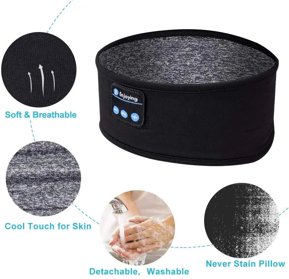 Auriculares Bluetooth para dormir, diadema deportiva, finos, suaves, elásticos, cómodos, inalámbricos, para música, máscara para ojos para dormir lateral