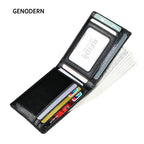 GENODERN RFID bloqueando hombres Mini cuero Ultra moda dólar delgado bolso masculino