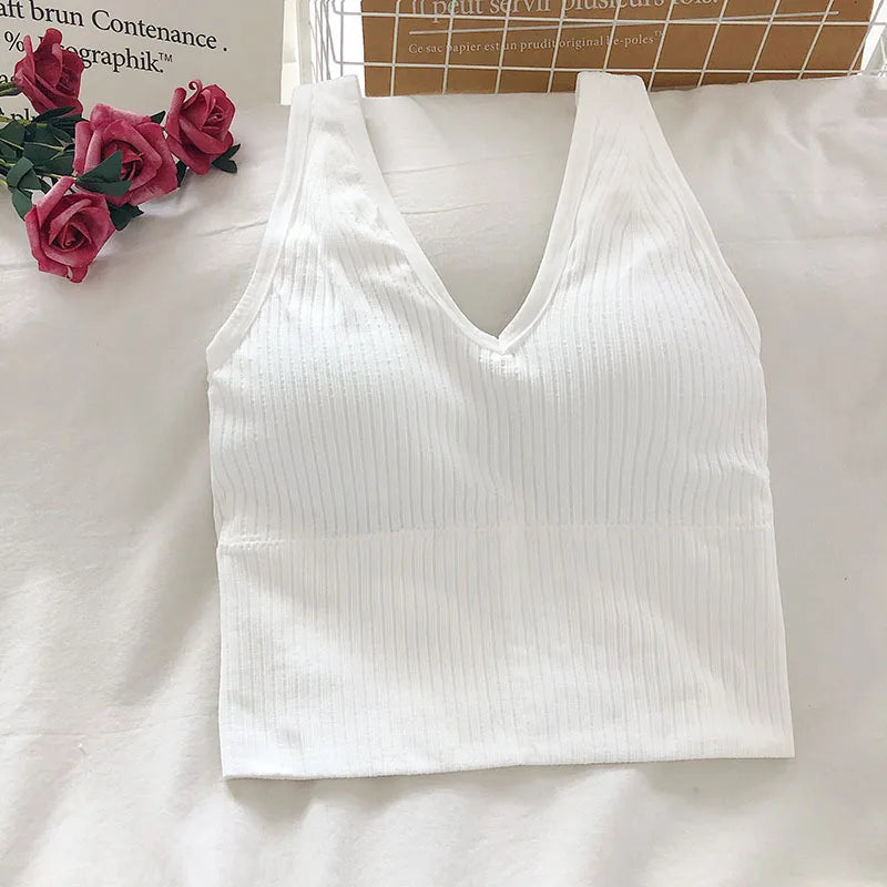 Top Sin Mangas Escote V | Acolchado Sin Costuras | Lencería Ajustable | Ticotrendy