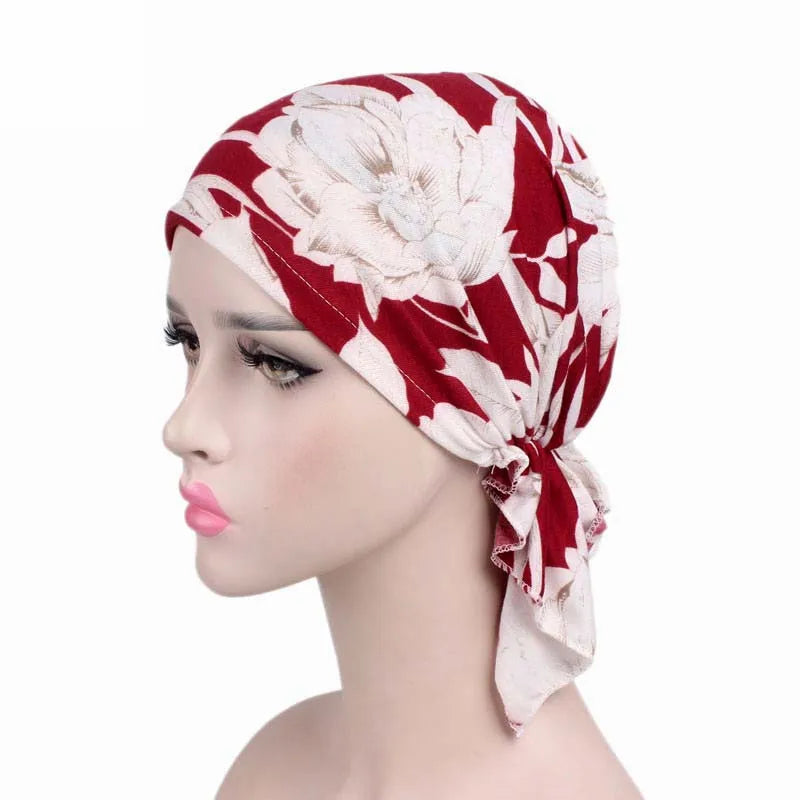 Nueva bufanda musulmana de bambú preatada, gorro de quimio para mujer, turbante para mujer, sombrero, pañuelo para la cabeza, pañuelos para el cáncer, accesorios para el cabello