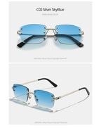 Gafas de Sol CATERSIDE | Cobre y Lentes Degradados Azules | Cuadradas Sin Montura | Lujo Unisex