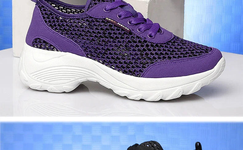 Zapatillas de Malla Hueca con Cordones | Plataforma EVA | Ligeras y Transpirables | Verano