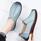 Mocasines Oxford de Cuero Azul | Costura Detallada | Zapatos Planos | Para Todas las Estaciones