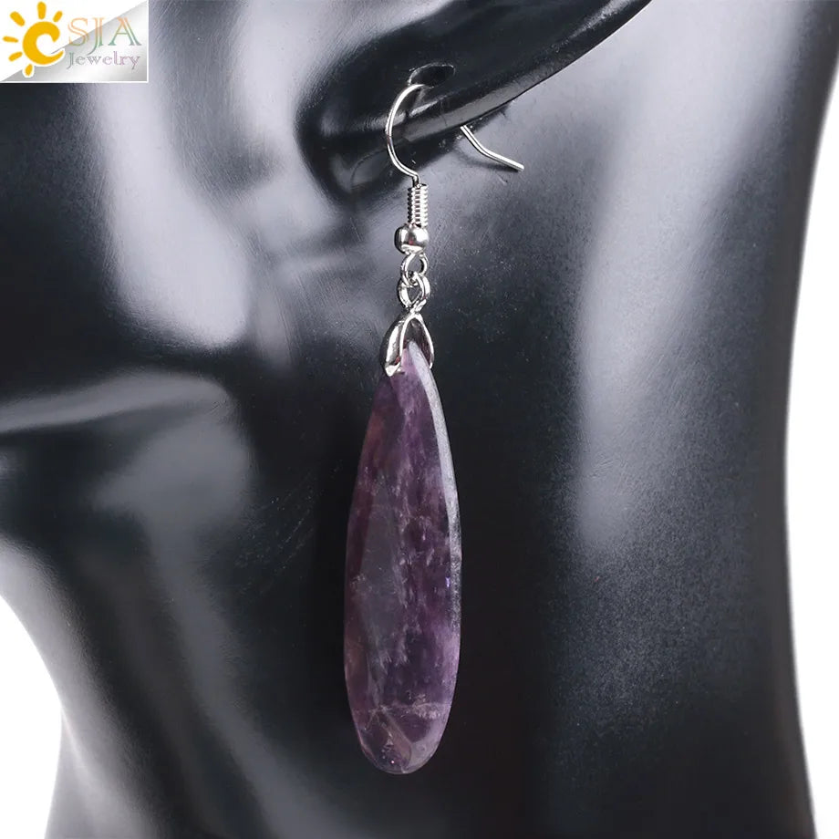 Pendientes de Concha de Abulón Natural con Colgante de Gota