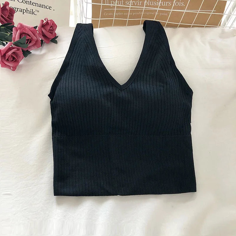 Top Sin Mangas Escote V | Acolchado Sin Costuras | Lencería Ajustable | Ticotrendy