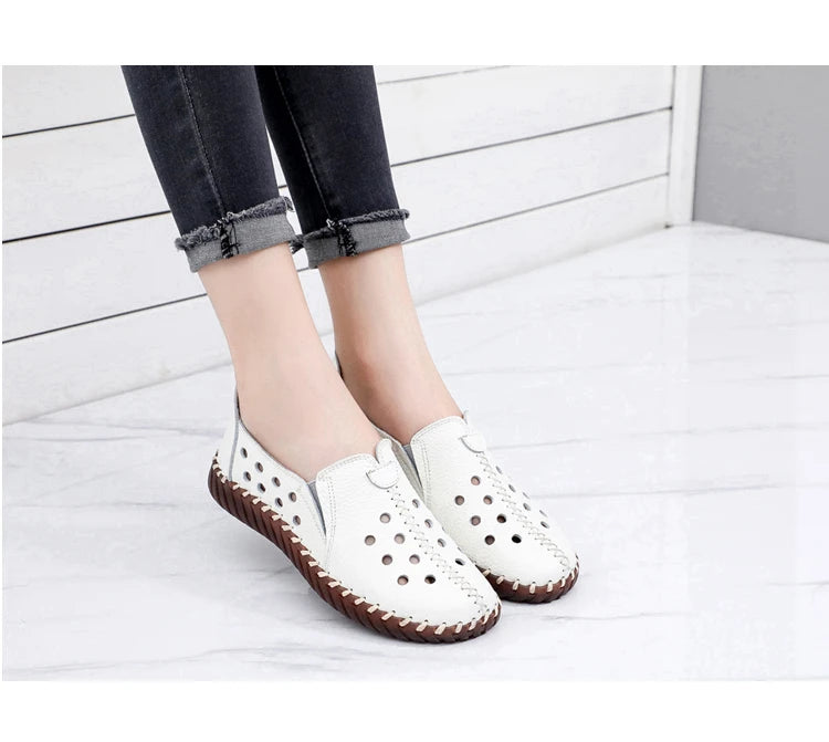 Mocasines Oxford de Cuero Azul | Costura Detallada | Zapatos Planos | Para Todas las Estaciones