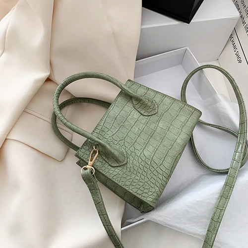 Mini Bolso Cuadrado con Patrón de Cocodrilo para Mujer