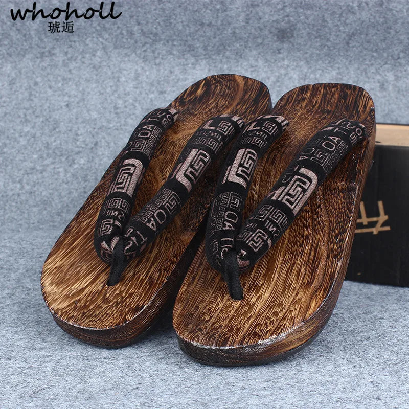 Sandalias Japonesas Geta Hombre Cosplay | Zuecos Madera Planos Novedad Verano