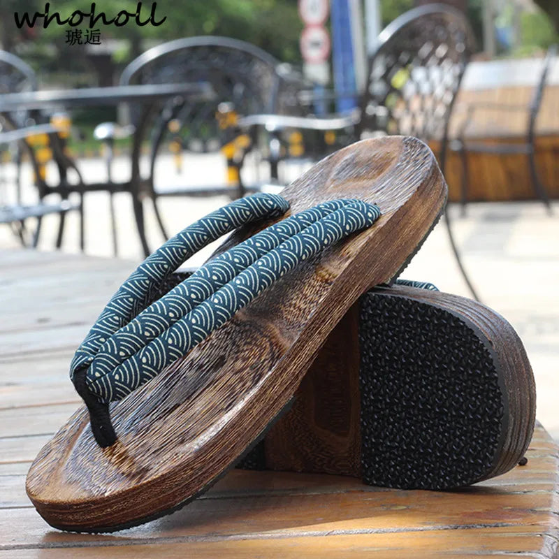 Sandalias Japonesas Geta Hombre Cosplay | Zuecos Madera Planos Novedad Verano