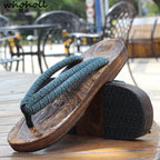 Sandalias Japonesas Geta Hombre Cosplay | Zuecos Madera Planos Novedad Verano