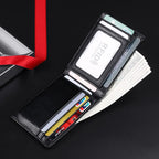 GENODERN RFID bloqueando hombres Mini cuero Ultra moda dólar delgado bolso masculino
