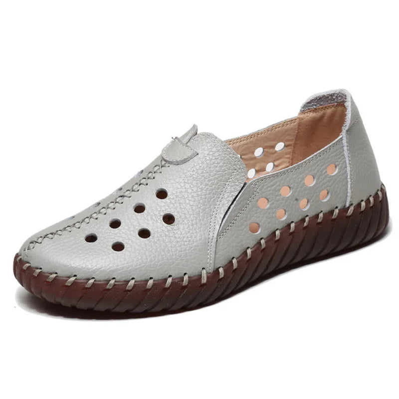 Mocasines Oxford de Cuero Azul | Costura Detallada | Zapatos Planos | Para Todas las Estaciones