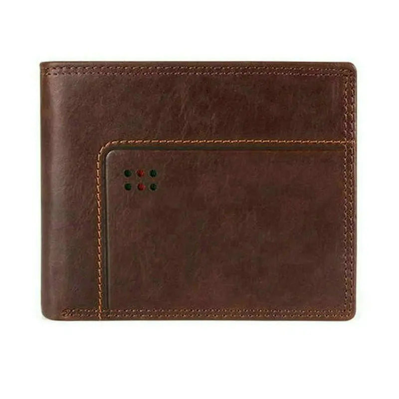 GENODERN-billeteras de cuero de vaca con bolsillo para monedas para hombre, monedero masculino Vintage, bloqueo RFID, Cartera de cuero genuino con tarjeteros