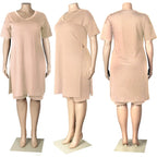 Conjunto de ropa de talla grande para mujer, pantalones cortos con dobladillo, chándal informal, ropa de calle, 4xl, verano, venta al por mayor, envío directo
