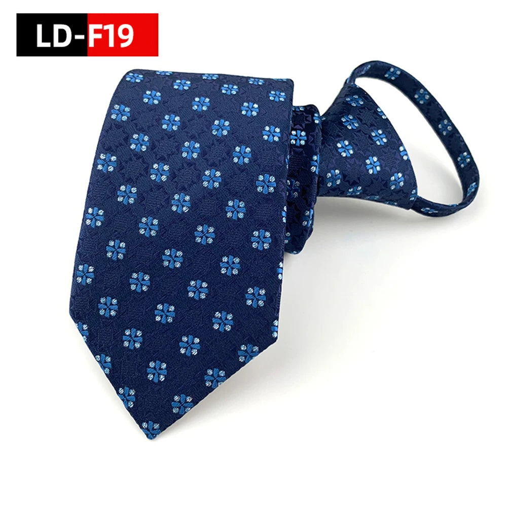 Corbata Preatada Unisex | Cremallera | Rayas y Floral | Cachemira