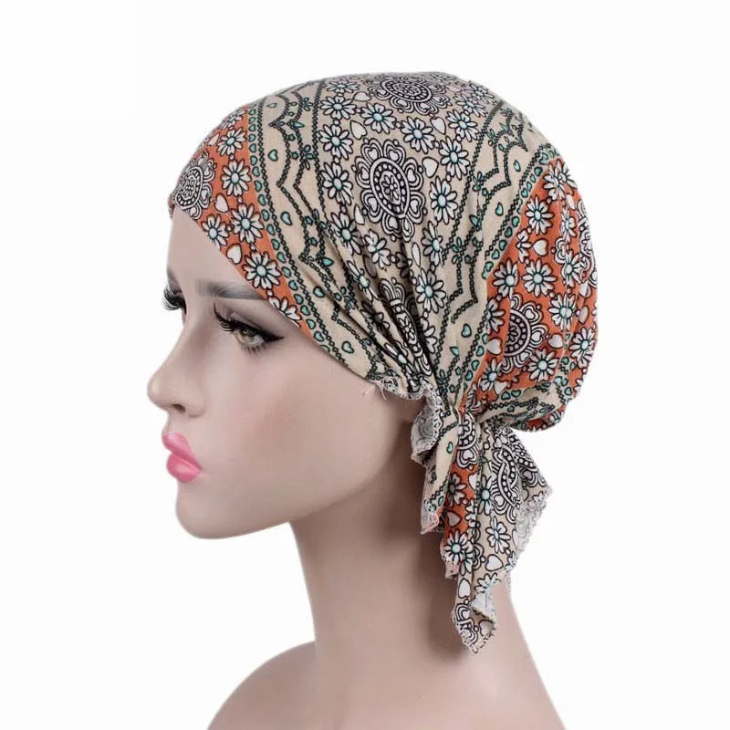 Nueva bufanda musulmana de bambú preatada, gorro de quimio para mujer, turbante para mujer, sombrero, pañuelo para la cabeza, pañuelos para el cáncer, accesorios para el cabello
