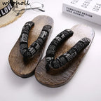 Sandalias Japonesas Geta Hombre Cosplay | Zuecos Madera Planos Novedad Verano