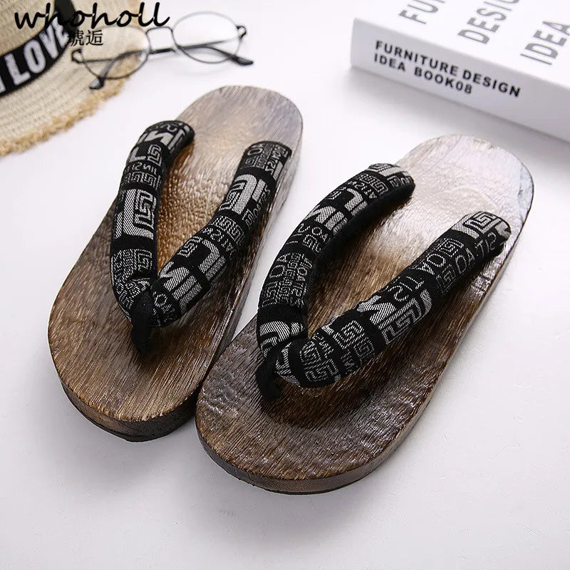 Sandalias Japonesas Geta Hombre Cosplay | Zuecos Madera Planos Novedad Verano