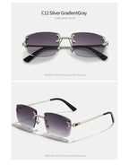 Gafas de Sol CATERSIDE | Cobre y Lentes Degradados Azules | Cuadradas Sin Montura | Lujo Unisex