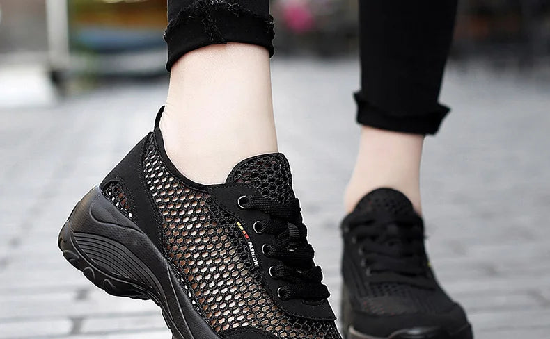 Zapatillas de Malla Hueca con Cordones | Plataforma EVA | Ligeras y Transpirables | Verano