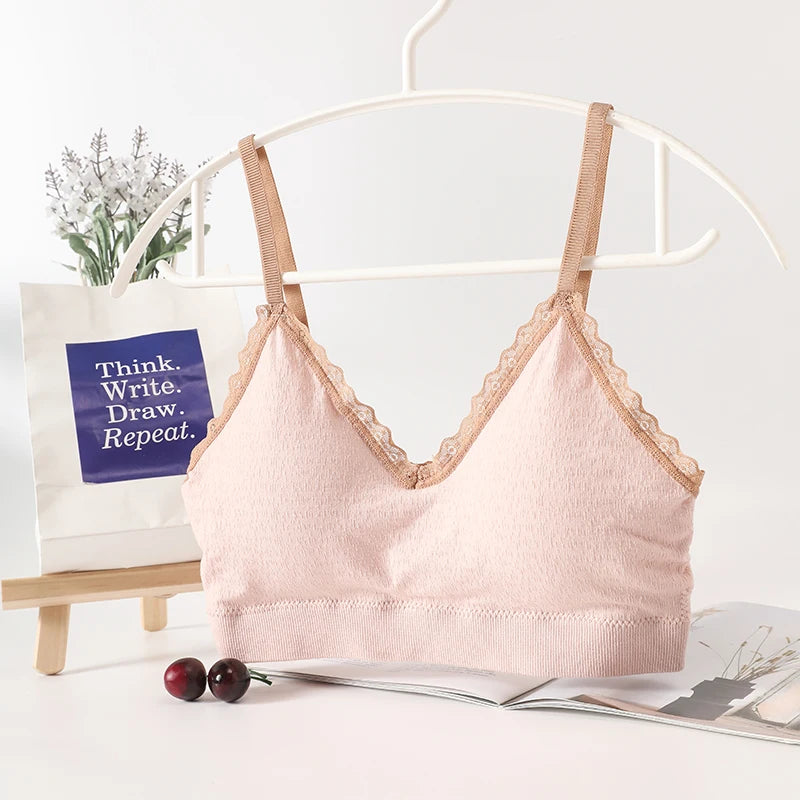 Top Tubo Encaje Decorativo | Sin Costuras | Almohadillas Extraíbles | Ticotrendy