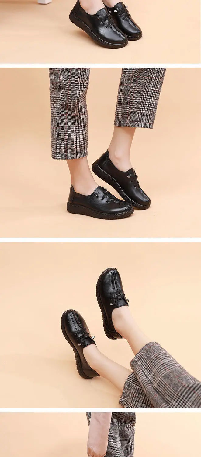 Mocasines Retro Marrones con Cuña | Cuero | Bailarinas Oxford | Talla Grande