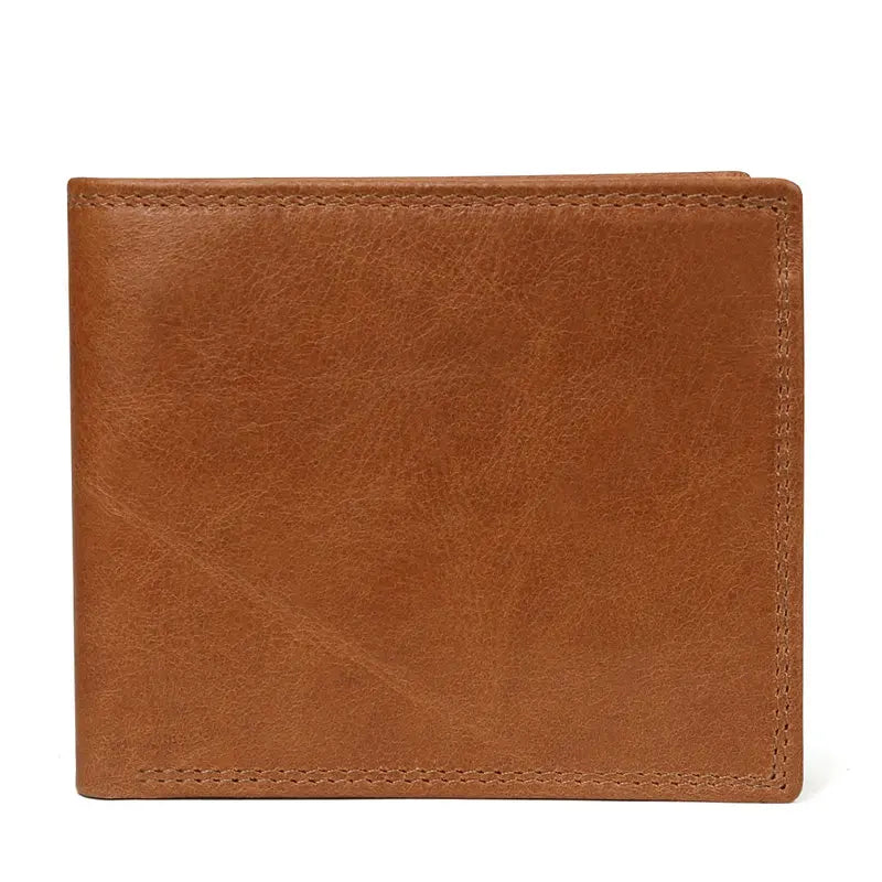 GENODERN-billeteras de cuero de vaca con bolsillo para monedas para hombre, monedero masculino Vintage, bloqueo RFID, Cartera de cuero genuino con tarjeteros