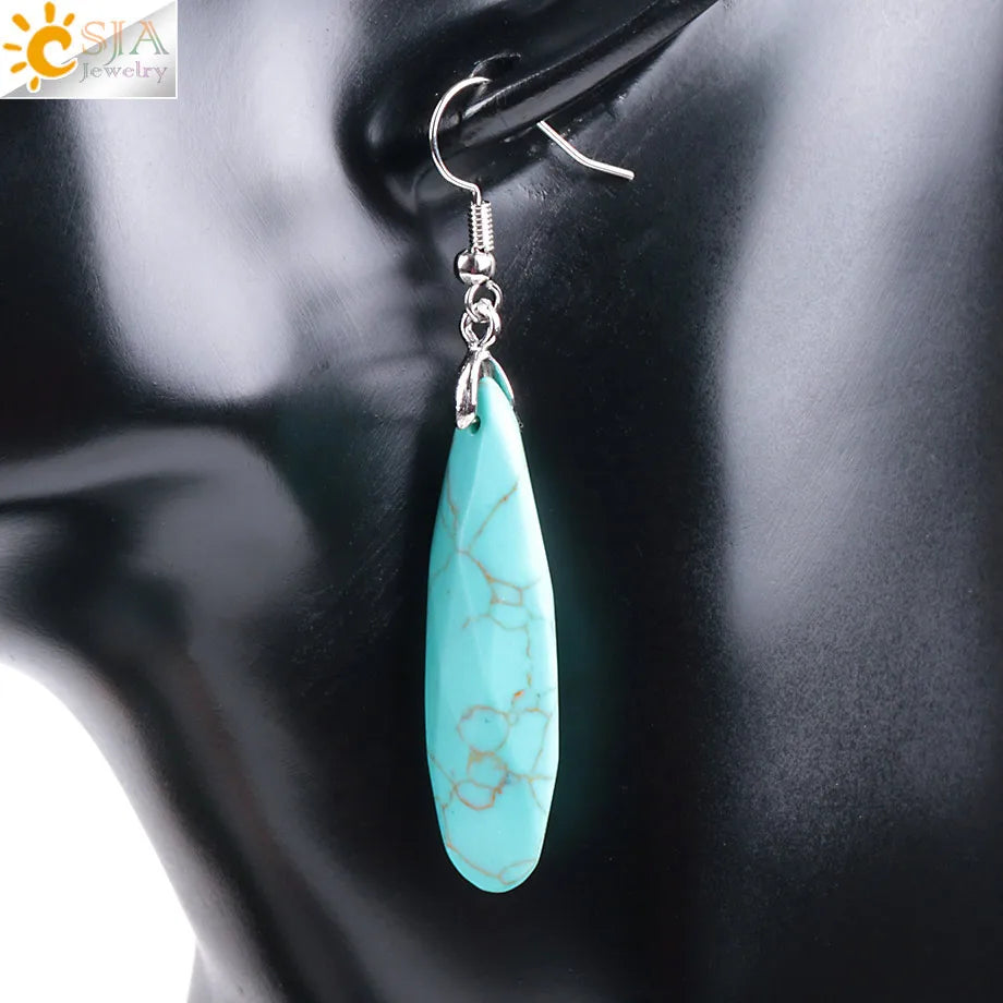 Pendientes de Concha de Abulón Natural con Colgante de Gota