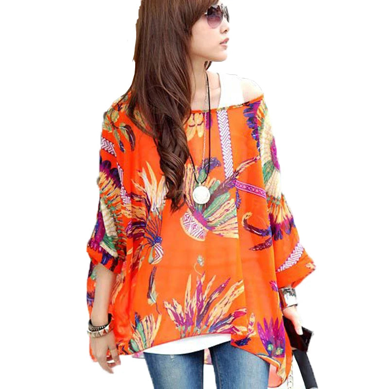 Vestido Bohemio Floral de Gasa | Talla Grande