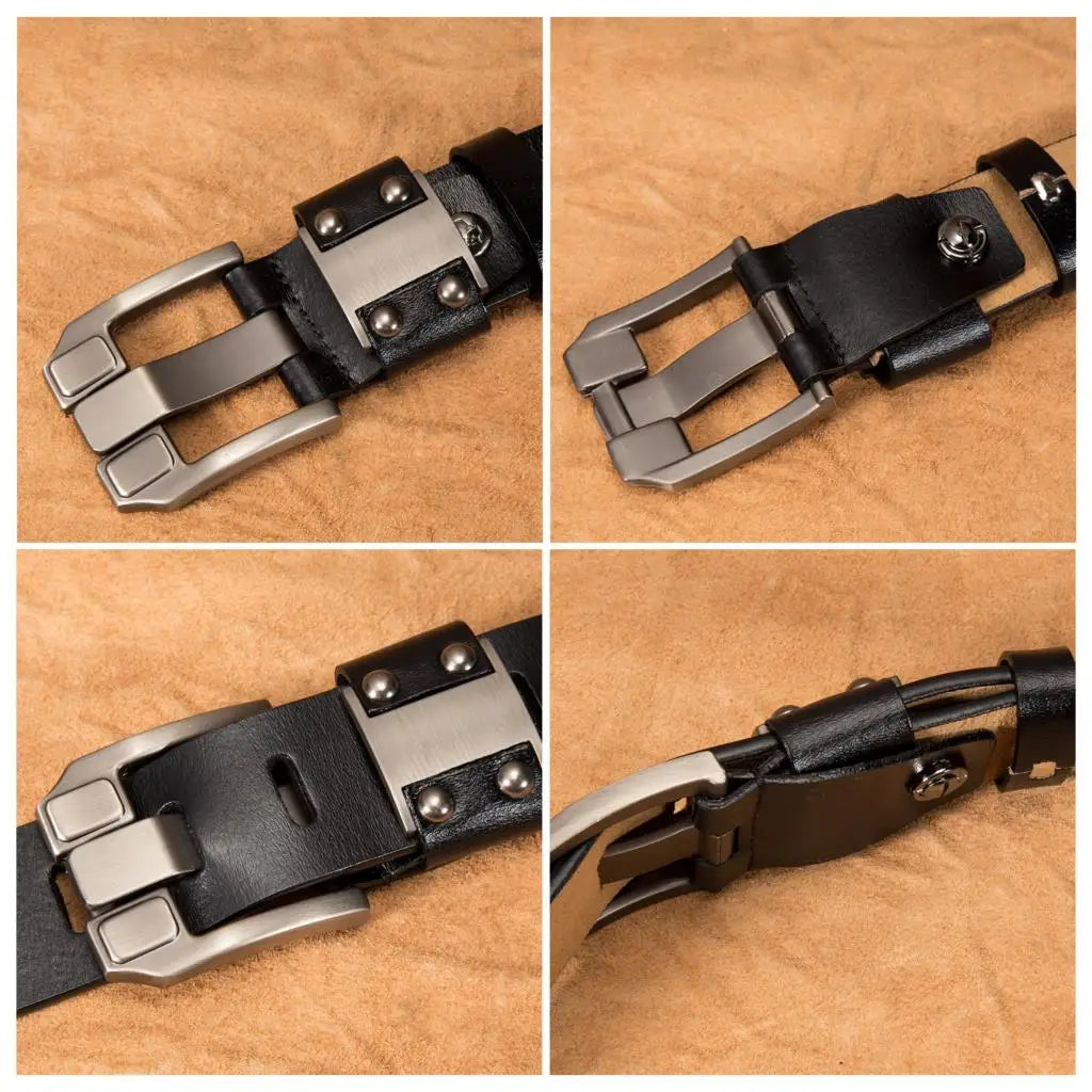 Cinturón de Cuero para Hombre | Estilo Vintage | Hebilla de Pin