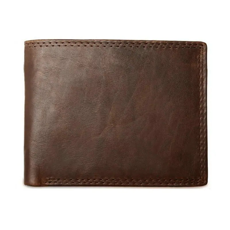 GENODERN-billeteras de cuero de vaca con bolsillo para monedas para hombre, monedero masculino Vintage, bloqueo RFID, Cartera de cuero genuino con tarjeteros