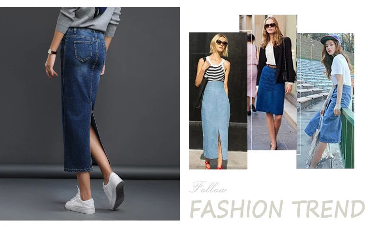 Falda Maxi Vaquera | Cintura Natural Recta | Moda
