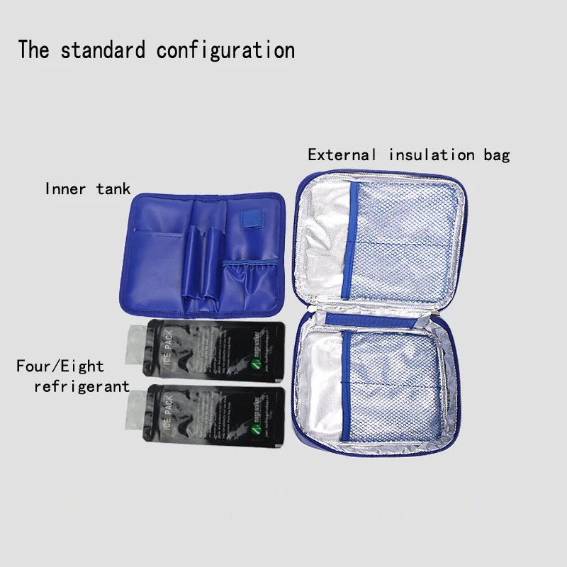 Caja enfriadora de insulina mega, bolsa de tamaño mediano, Estuche De Viaje de insulina para diabéticos con aislamiento portátil, bolsa de hielo de papel de aluminio de tela de nailon