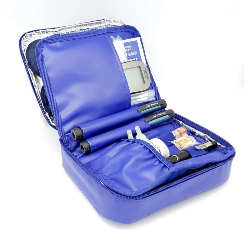 Caja enfriadora de insulina mega, bolsa de tamaño mediano, Estuche De Viaje de insulina para diabéticos con aislamiento portátil, bolsa de hielo de papel de aluminio de tela de nailon