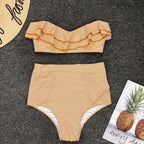 Bikini De Cintura Alta Rayas Irregulares Playa Mujer Dos Piezas