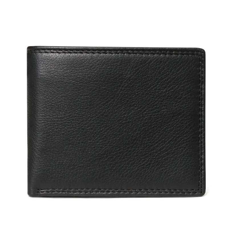 GENODERN-billeteras de cuero de vaca con bolsillo para monedas para hombre, monedero masculino Vintage, bloqueo RFID, Cartera de cuero genuino con tarjeteros